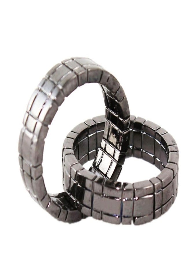 مايلز ماجيك خدعة سحرية من مايلز ماجيك: حلقات هيمبر المتشابكة | حلقات مستعارة تتصل وتنفصل فوراً | تأثير سحري للعروض القريبة، والشوارع، والمسرح | 23 مم × 19 مم (أسود) - Image 1